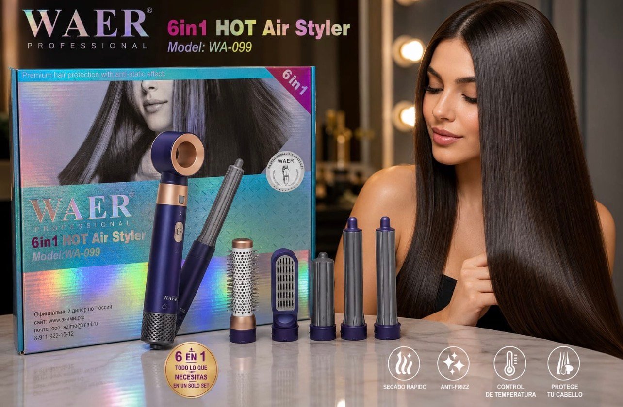 Cepillo Secador y Moldeador Multifuncional WAER 6 in 1 Hot Air Styler (Modelo WA-099)